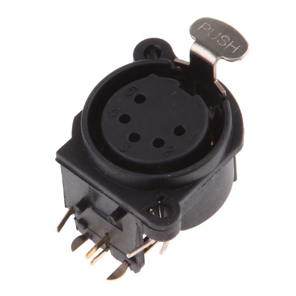 

curved 5pins xlr female connector copper pins stage light console microphone audio ground socket plug
