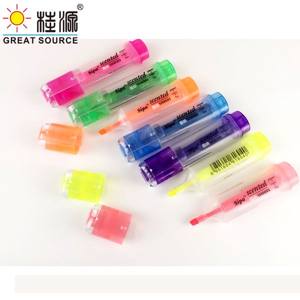 

assorted color highlighter pen oblique tip fast drying highlighter not easy to fade 7pcs multi-colors