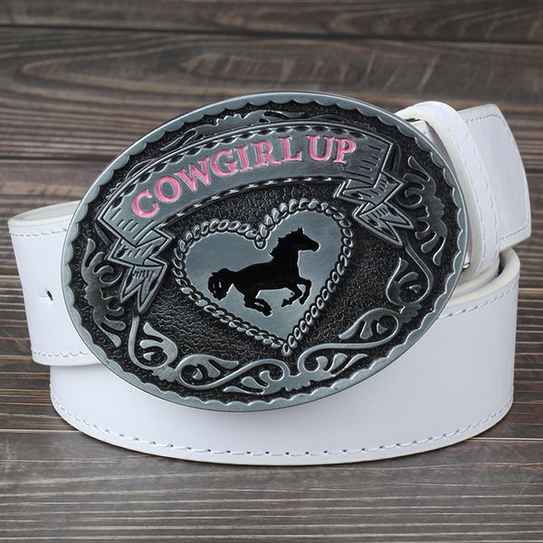 

western style cowgirl big belt buckle casual adornment belt, Black;brown