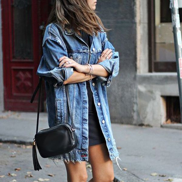 

autumn winter women hole denim jacket 2018 harajuku boyfriend wind jean jacket loose long sleeve female coats large size female, Black;brown