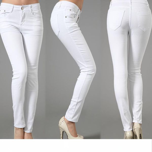 

winter elasticity leisure cotton plus size white draping pencil full length panelled jeans pants&capris trousers women clothing, Black;white
