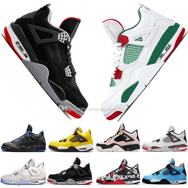 

2019 bred 4 4s what the cactus jack laser wings mens basketball shoes denim blue pale citron men sports designer sneakers size 36-47, White;red