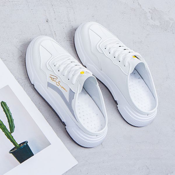 

little daisy white shoes women's summer new joker a pedal lazy women's shoes half drag breathable thick, Black