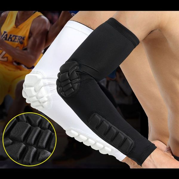 

man sleeve honeycomb elbow pads crashproof football basketball shooting arm sleeve elbow support protection new, Black;gray