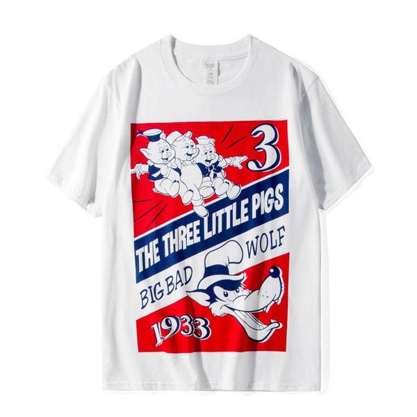 

летние мужские высокого качества конструктора тенниски мягкий хлопок короткие рукава тенденции моды pig печать мужчины женщины тис, White;black