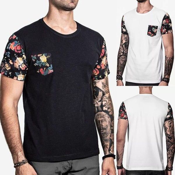 

mens designer t shirt short sleeve round neck printing splicing men t shirthiinh, White;black