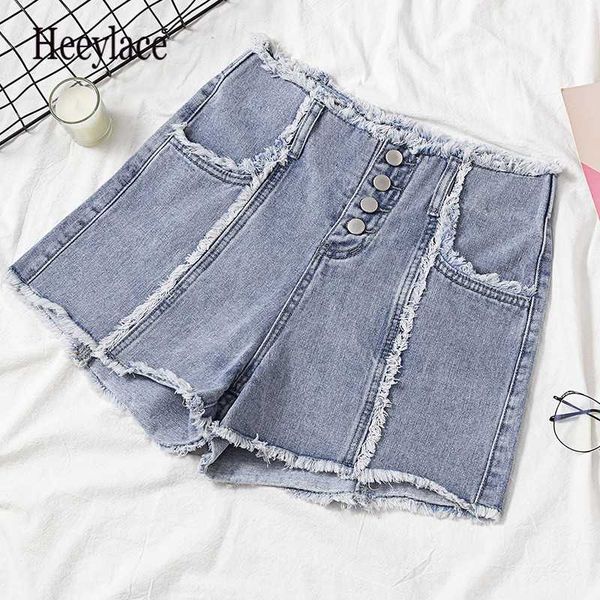

women's jeans plus size streetwear high waist wide leg denim shorts for women summer korean style jean loose short pant, Blue