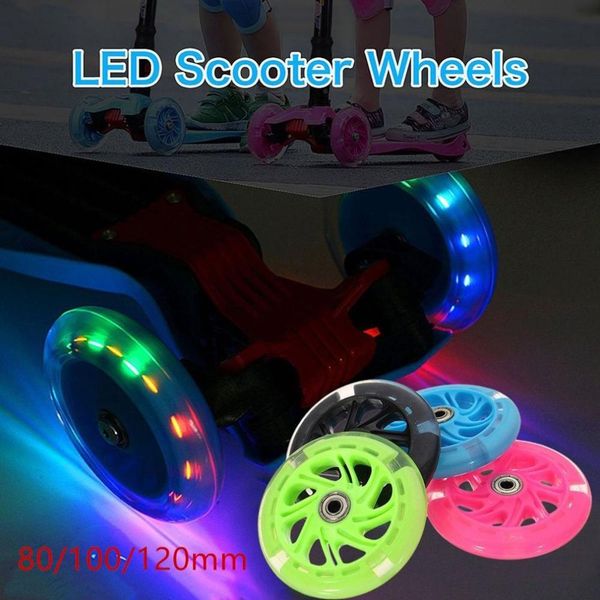 

80мм 100мм 120мм scooter колеса led flash light up scooter колеса для скутеров подшипники с 5 цветов light детские подарки игрушки anmno