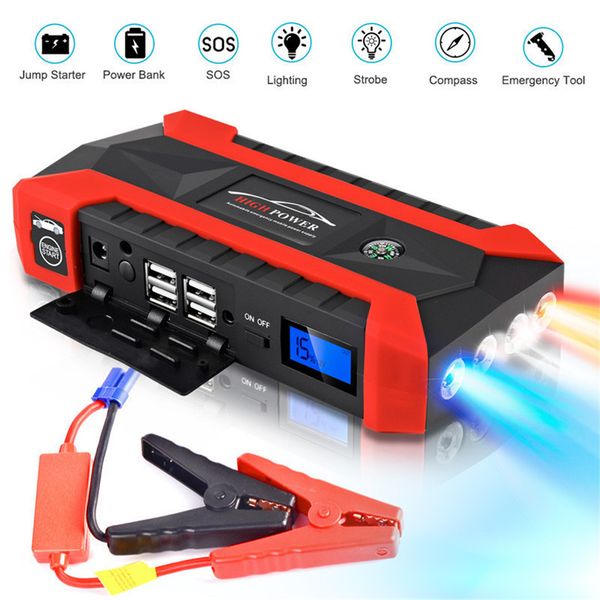 

new car jump starter 1pc 89800mah 12v lcd 4 usb car jump starter pack charger battery power bank european 0919#20