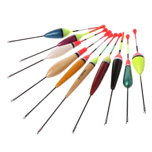 

new 10pcs/lot mix size color ice fishing float bobber set buoy boia floats for carp fishing tackle accessories