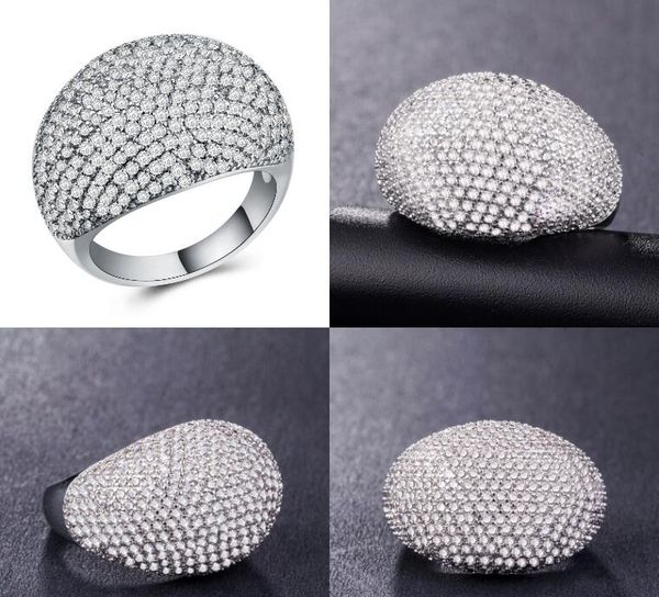 

wholesale-europe and united states luxurious star-studded diamond ring zircon copper-plated gold-silver lady fashion jewelry, Slivery;golden