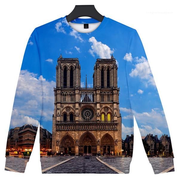 

hoodies 3d printed o-neck colorful sweatshirts women fashion rip clothes notre dame de paris mens, Black