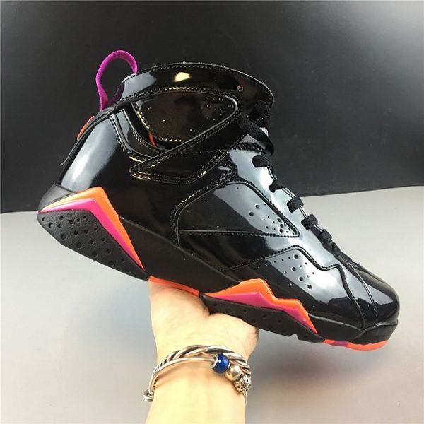 

with box wholesale 7 wmns 7s black patent leather 313358-006 men size basketball shoes
