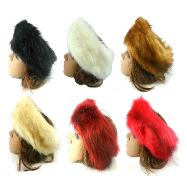 

large thick faux fake fur headwear euramerican headband winter ear warm ski hat plush head hair bands c19021601, Golden;white