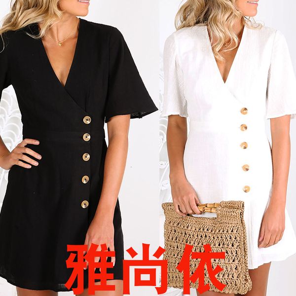 

short v collar sleeve dress, Red;white