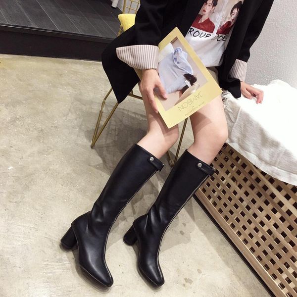 

women's winter high boots rock shoes woman zipper luxury designer over-the-knee high heel martins 2019 fashion autumn black