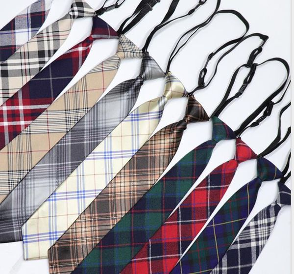 

checker tie female japanese college style student tie college style boy girl leather band small tie female, Blue;purple