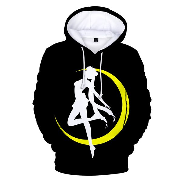 

2019 latest animated hoodie sailor moon sweatshirt men/women 3d print pullover harajuku animated hoodies sweatshirt xxs-4xl top, Black