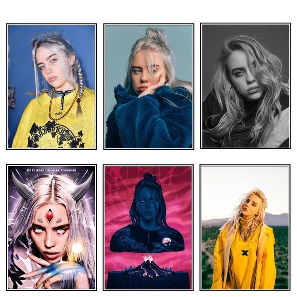 

canvas modular hd printed home decoration painting billie eilish pictures wall art modern nordic style poster for living room