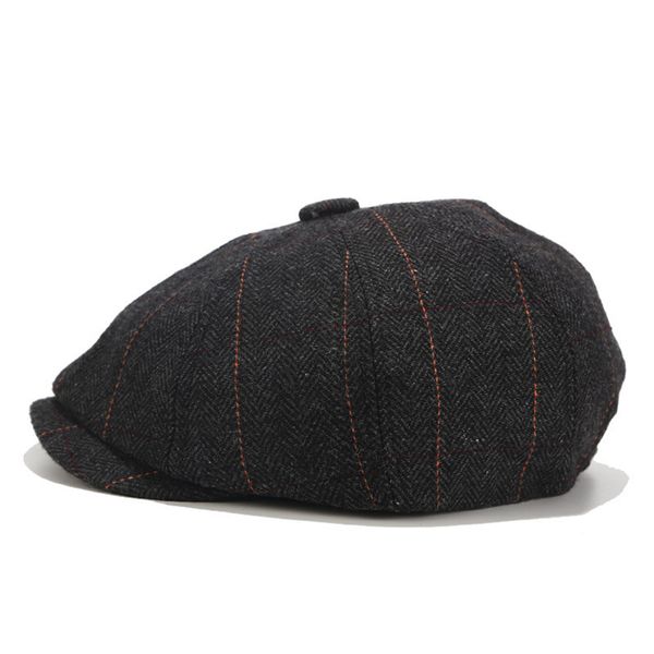 

klv autumn winter newsboy caps men and women warm tweed visors hat for male detective hats retro flat caps baker boy gats, Blue;gray