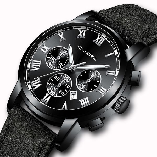 

2019 watches men fashion sport stainless steel case leather band luxury watch quartz wristwatches brand relogio masculino, Slivery;brown