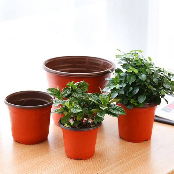 

double color flower pots plastic red black nursery transplant basin unbreakable flowerpot home planters garden supplies kha156