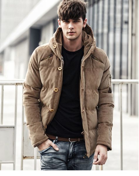 

ale thick padded gentalmen winter jacket men winter coats plus size 3xl, Black