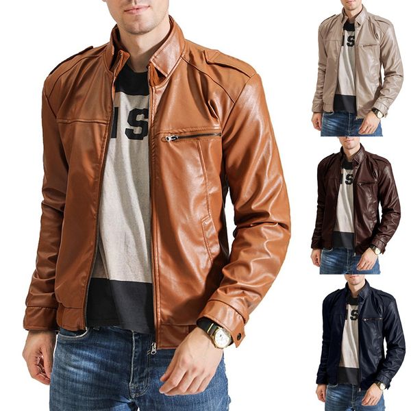 

casaco jaqueta masculino chaqueta hombre coat men winter casual leather jacket zipper long sleeve coat chamarra hombre, Black