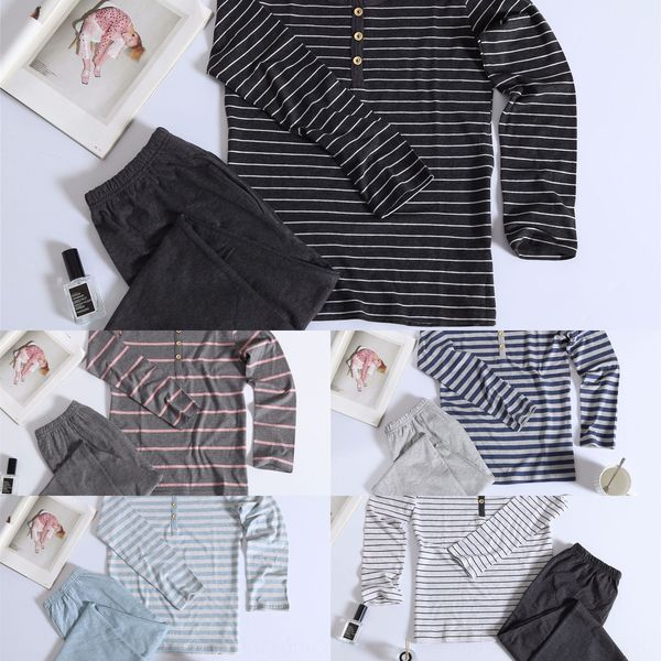 

good product tianzhu cotton knitted men's and women's pajamas trousers suit home clothes home clothes long-sleeved trousers set, Blue;red