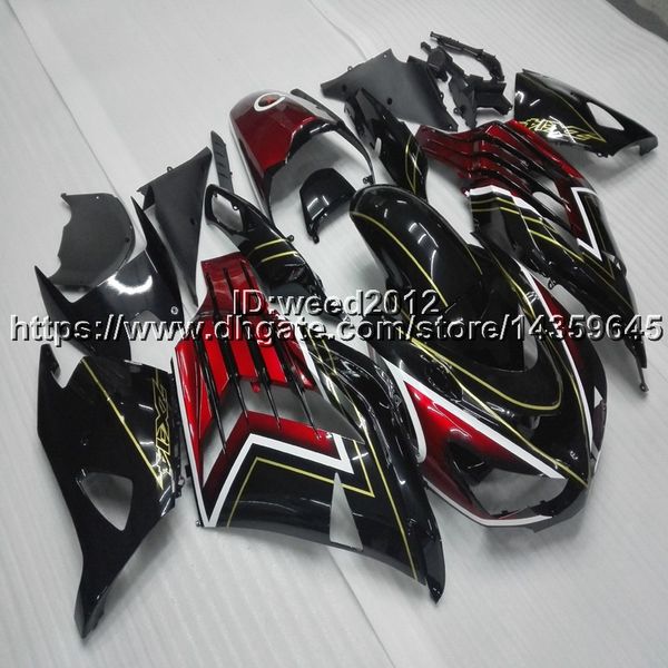 

Screw cu tom injection mold red black motorcycle fairing for kawa aki ninja zx14r 2006 2016 ab pla tic fairing kit