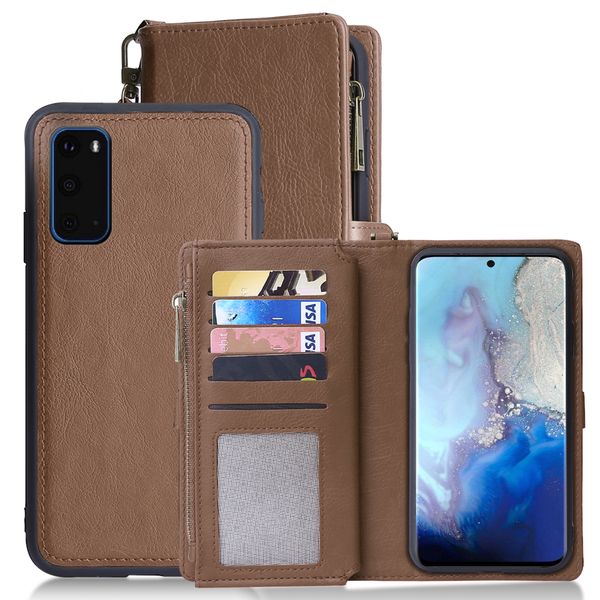 

for samsung galaxy s20 plus a91 a71 a51 pu leather wallet case simple style detachable magnetic flip case phone protective cover