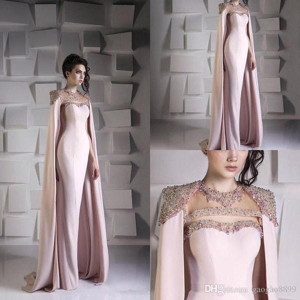 

2020 русалка вечерних платьев с мысом бусина кристалл sequined сатин формального платье партии износ jewel плюс размер арабского дубай wrap, Black;red