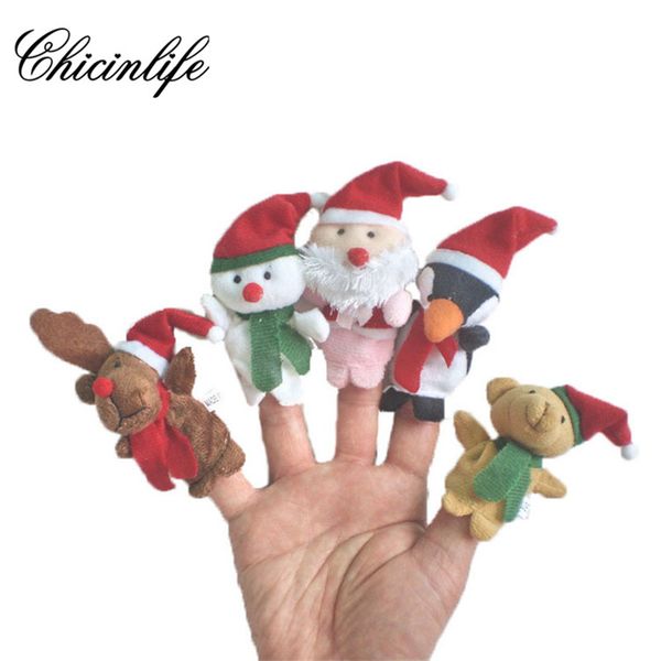 

chicinlife 5pcs christmas elk snowman santa claus fingers puppets toys kids birthday new year xmas birthday party supplies