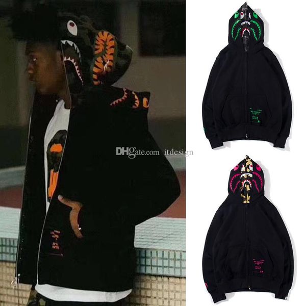 

japan style men embroidery letters patch hoodie sweat jogger jackets full zipper men's casual sweatshirt wear, Black