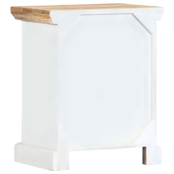 

white and brown bedside table 40x30x50 cm solid mango wood dining room furniture