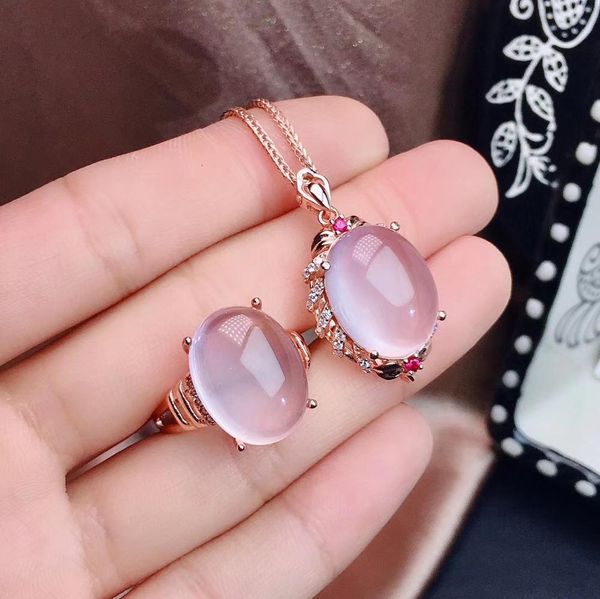 

natural crystal suit, lady's ring, granular crystal, women's necklace, 925 silver, hibiscus, beautiful colors, Black