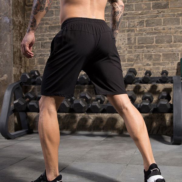 

2019 fashion new arrival men shorts fitness training invisible zip pockets quick-drying sports pants casual loose shorts k2, White;black