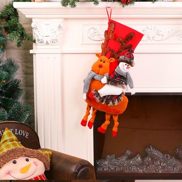 

new christmas riding deer socks christmas gift bag candy bag