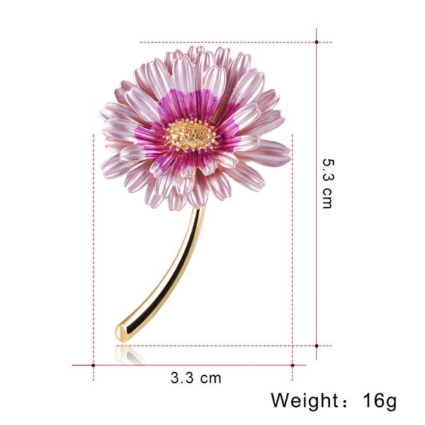 

rhinestone creative flower brooch environmental protection alloy drop oil sunflower brooch flower brooch wholesale, Gray