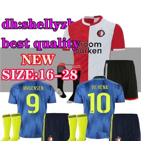 

kids kit 19 20 feyenoord kids jersey soccer jerseys home away 2019 2020 larsson v.persie berghuis vilhena jorgensen jersey child shirt boys, Black