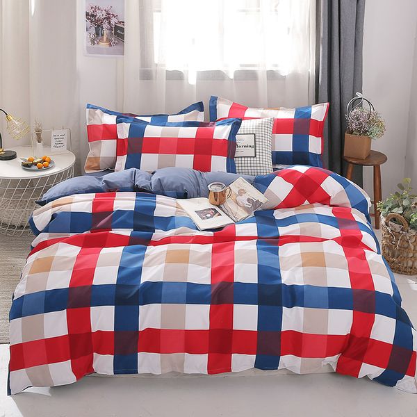 Mengziqian The New Bedding Set British Plaid Fashion High Quality