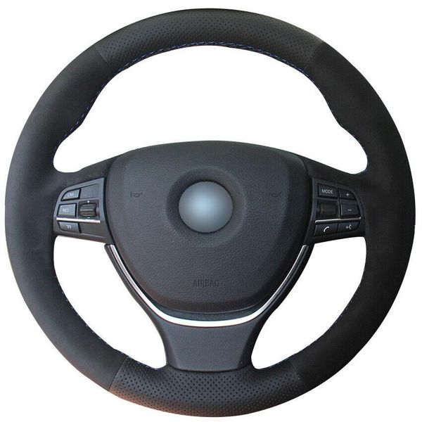 

black leather car steering wheel cover for bmw f10 520i 528i 730li 740li 750li