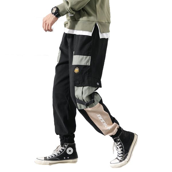 

men joggers pants 2020 mens japanese streetwear patchwork sweatpants male hip hop track pants black trousers mens cargo