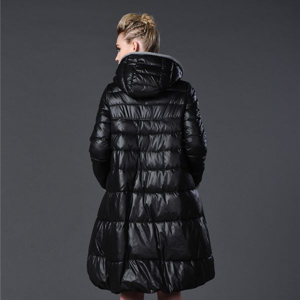 

europe and america big brand large size dress 2019 winter new style cotton-padded clothes women's mid-length thick down jacket c, Blue;black