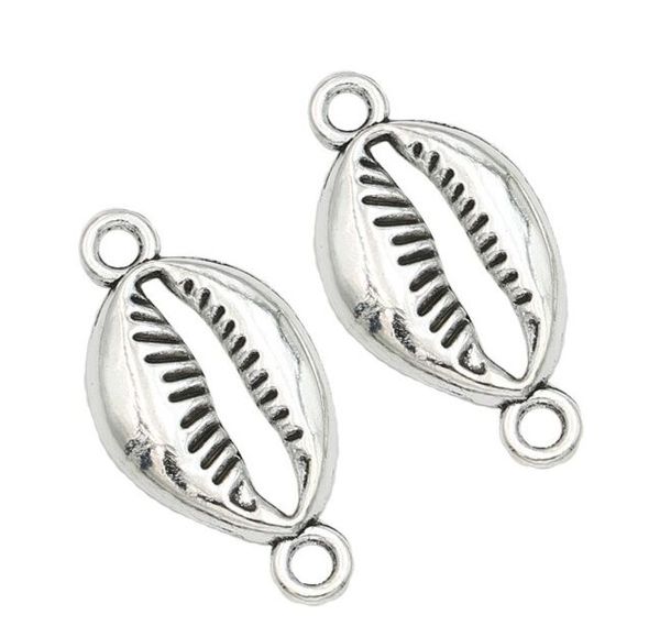 100pcs connettori a conchiglia placcati argento antico per gioielli che fanno risultati accessori fai da te 28x14mm