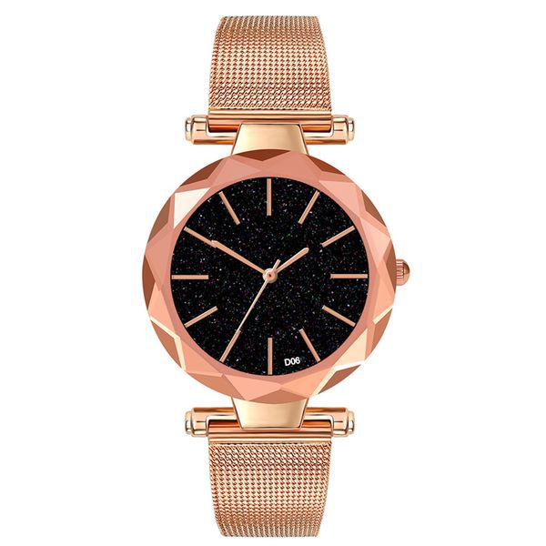 

otork 2019 new women's fashion simple starry dial stainless steel mesh strap women's watch mesh with edge jewelry gifts, Slivery;brown
