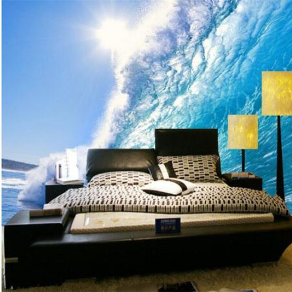 

custom 3d the deep blue sea surf ocean waves large murals tv backdrop p wallpaper wall mural papel de parede