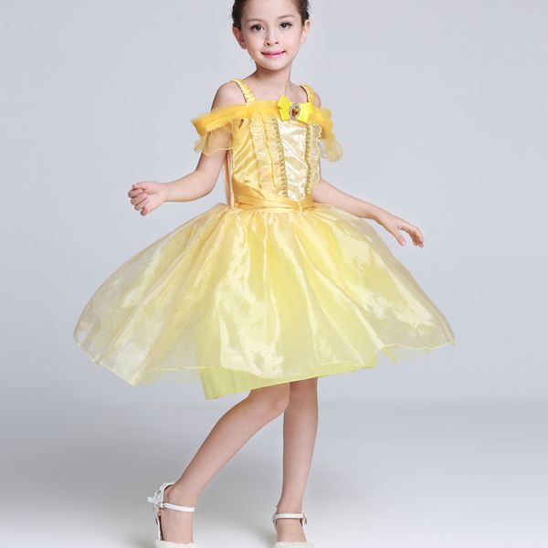 

summer princess dresses 2020 new tutu dress for girls wedding kids dress birthday party costumes unicorn children clothes 3-8y, Red;yellow