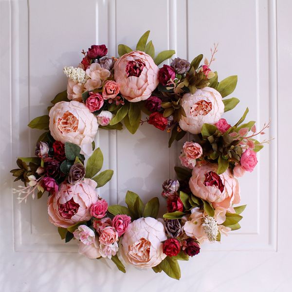 

fall wreath european peony wreath vintage flower galand door wall hanging decor farmhouse decor hanging wall guirnalda navidad