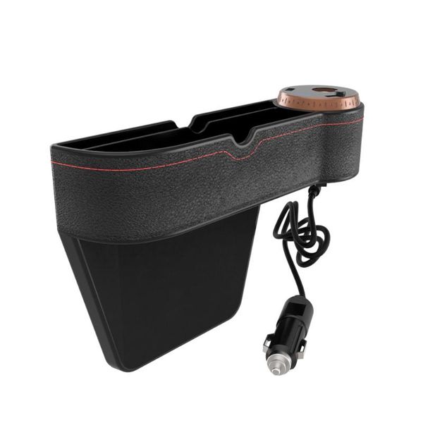 

dual usb port slot cigarette lighter universal charger storage box car seat side phone key holder multifunctional organizer